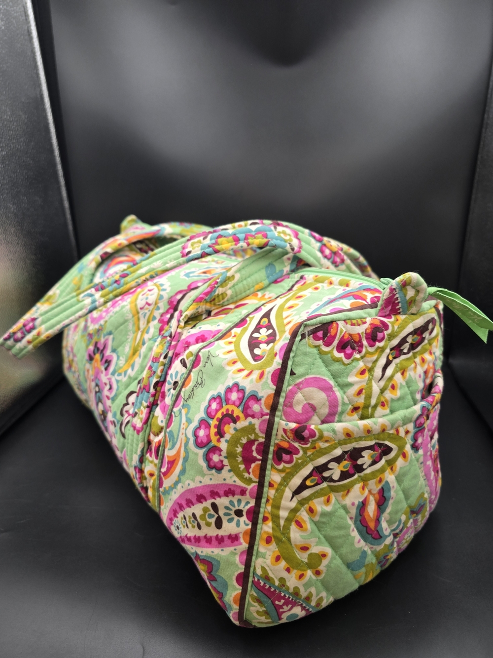 Vera Bradley Quilted Paisley Duffel in Mint Green and Pink - Picture 4 of 16